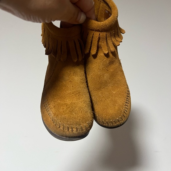 Minnetonka Tan Leather Upper Booties - Picture 2 of 5